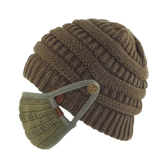 CC Unisex Thick Soft Knit Beanie + Knit Facemask - Picture 11 of 13